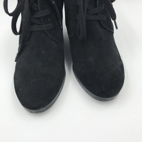 Franco Sarto Booties Size 8.5M Black Suede Armelle Ankle Lace Up Wedge - Picture 12 of 12